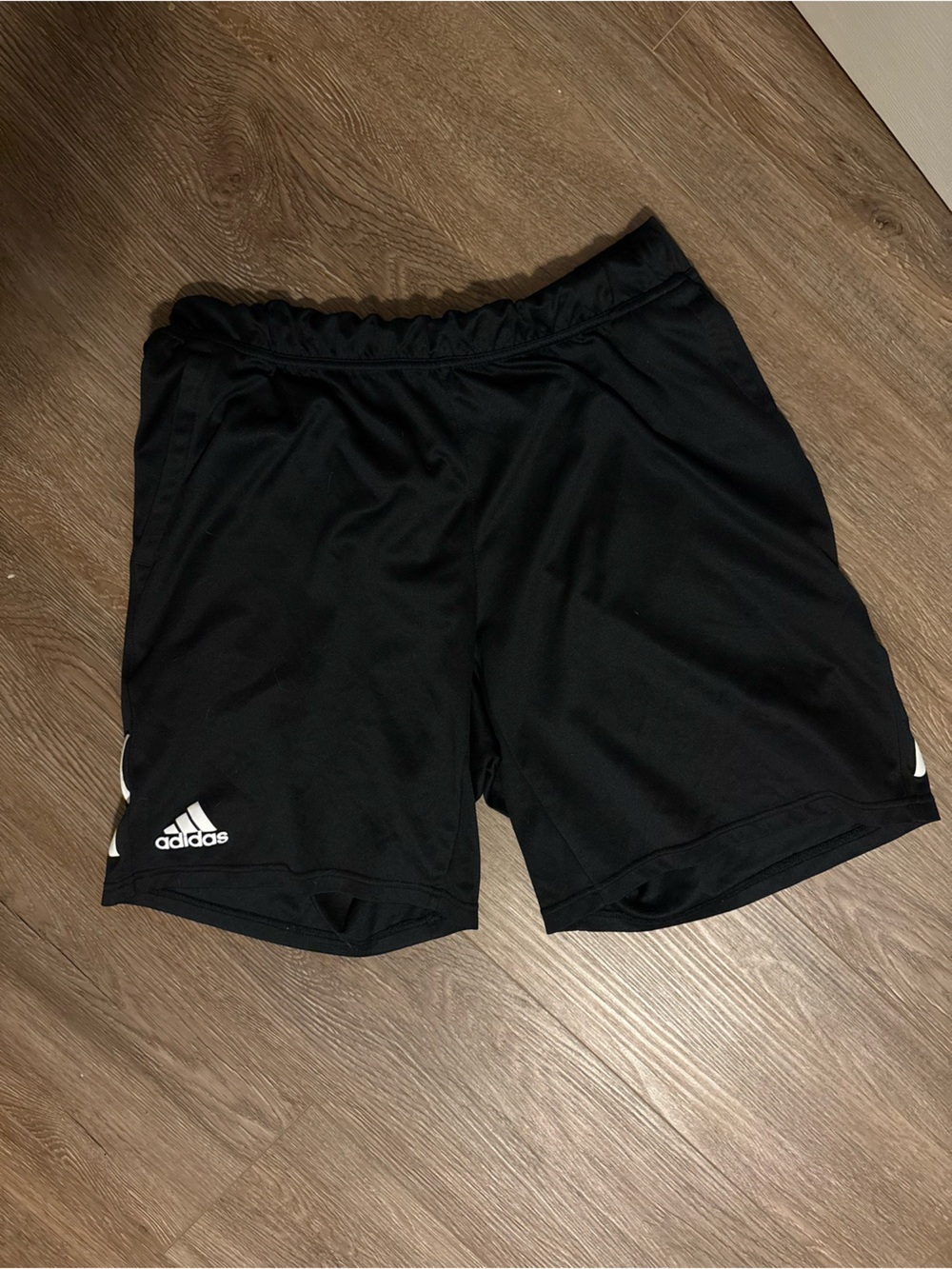 adidas Mens Black Athletic Shorts with White Logo